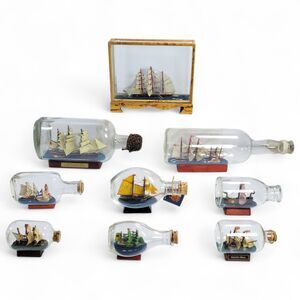 Collection of Mini Ships in Bottles Lot of 9 John Madison Albert Price ect